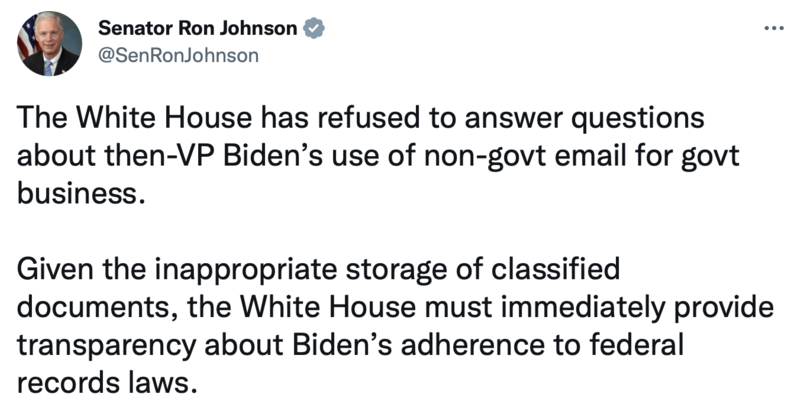 tweet about Biden documents