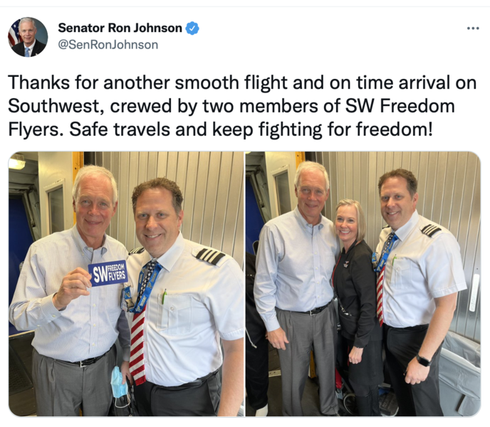 Tweet with Southwest pilot for medical freedom