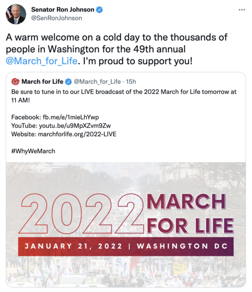 March for Life Tweet